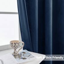 Ystyle 2 Piece Velvet Indoor Curtains, Modern Bedroom Blackout Curtains With Eyelets, Cold Insulating Thermal Curtain For Living Room Lounge Children's Room - Blue - View 2