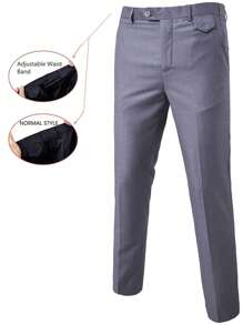 3 pièces Ensemble de costume unicolore pour hommes, formel, d'affaires et de mariage USXF001-3JT - Gris pâle - Voir 2
