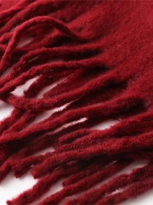 1 Pc Women Winter Scarf Horsehair Black Imitate Cashmere Shawls And Wraps Thick Warm Lady's Fashion Solid Colors Tassel Pull Plush Scarves Outdoor Women Shawl