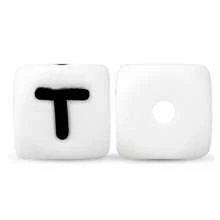 10 pezzi/26 pezzi Perline in silicone da 12 mm con base bianca e lettere nere per realizzare bracciali, portachiavi fai-da-te e per la creazione di gioielli