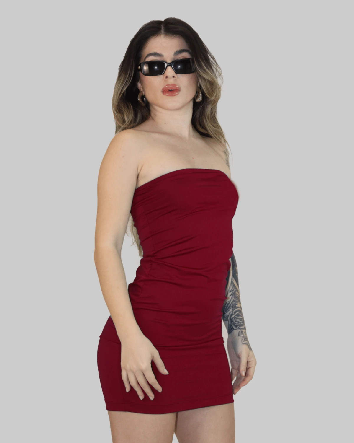 AITONA SHORT, TIGHT, STRAPLES, TUBE DRESS WITHOUT STRAPS - Màu Tím - Xem 1