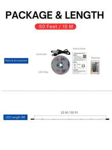 ONELEDWANGRX 1pc Smart RGB LED Strip Lights, 1/3/5/10/15m, 3.3/10/16/33/50ft USB 5V Powered 2-Mode Control, 24-Key Remote Control + App Control, Light Color And Brightness Adjustable, Can Be Bended And Cut,Easy To Install Atmosphere Lights, For Home Party, TV Backlight