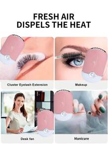 1个USB充电便携式迷你睫毛风扇，无叶手持式睫毛烘干机，迷你手持式风扇空调吹风机，适用于睫毛嫁接/美甲，速干凝胶/胶水美甲睫毛嫁接套装，室内/户外旅行/居家/办公（粉色） - 粉色 - 查看 11