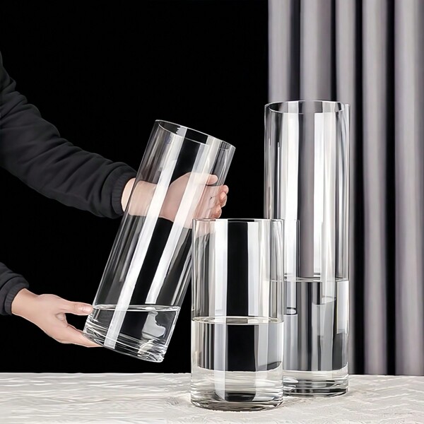 1pc Clear Acrylic Cylinder Vase For Flowers, Water Beads, Or Hydroponic Plants, Ideal For Home Or Wedding Decorations, Won'T Easily Break,Home Decor,Flower Vase,Centerpiece,Table Decor Gifts Birthday Graduation