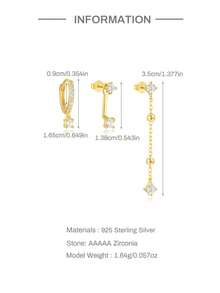 3 chiếc khuyên tai tua rua bạc Sterling 925 cho nữ xu hướng cổ điển năm 2024 khuyên tai vòng/đinh tán tối giản hoàn hảo để đeo hàng ngày trang sức cô dâu trang sức cao cấp - Vàng - Xem 2