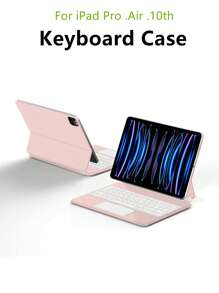 Funda con teclado inteligente magnético con trackpad, teclado retroiluminado y función inalámbrica para iPad Pro 11" (3ra/2da generación), 12.9" (6ta generación, 2018-2022), Air 5/4, 10.9" (10ma generación), color rosa - Rosa-inglés - Ver 2