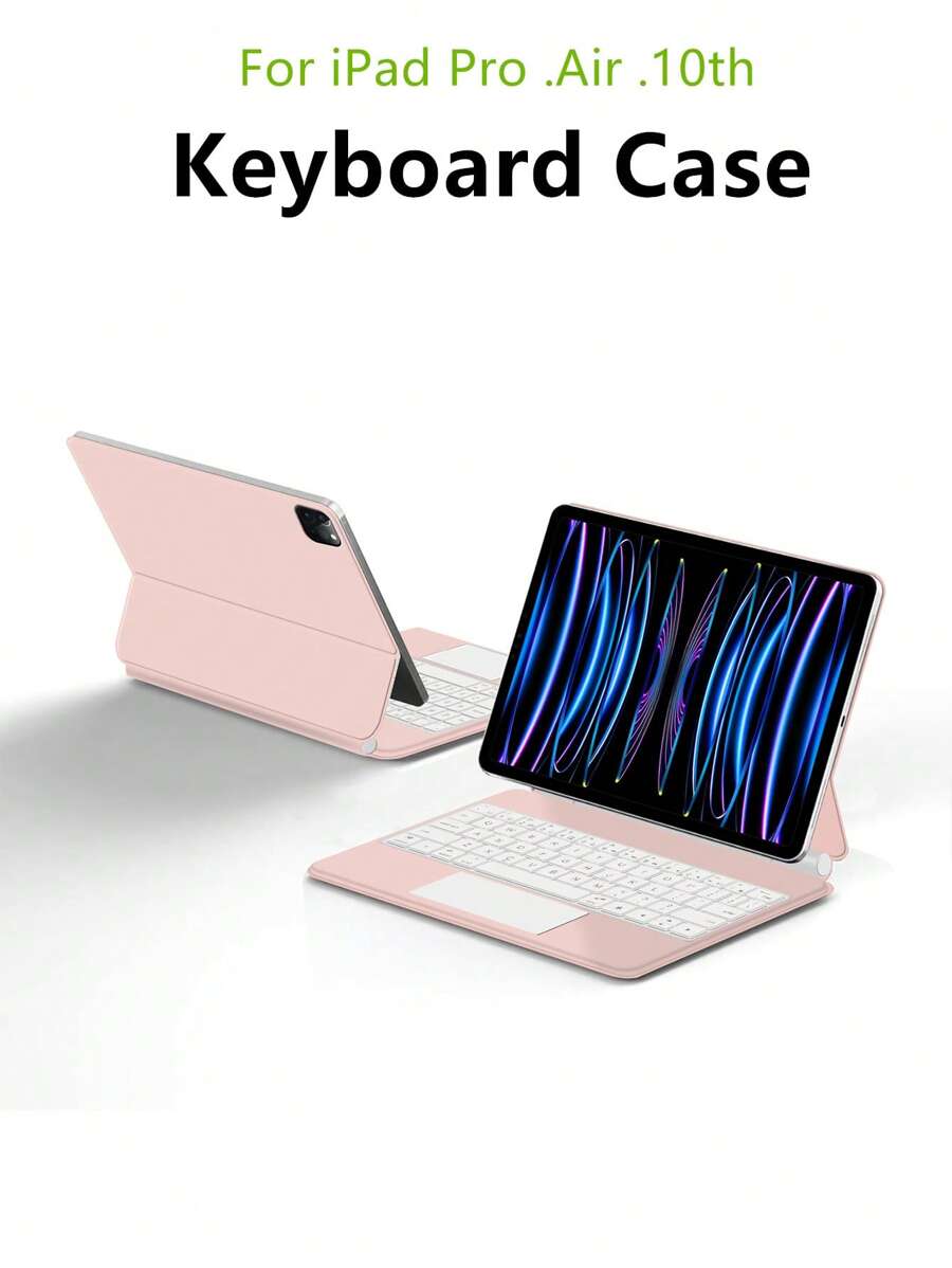 Funda con teclado inteligente magnético con trackpad, teclado retroiluminado y función inalámbrica para iPad Pro 11" (3ra/2da generación), 12.9" (6ta generación, 2018-2022), Air 5/4, 10.9" (10ma generación), color rosa