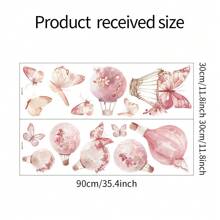 1 Set de Pegatinas de Pared con Mariposas Rosas, Calcomanías de Pared para Habitación de Bebé Niña, Flores, Globo Aerostático, Decoraciones Cálidas y Dulces para Habitación de Bebé, Decoraciones de Pared para Dormitorio de Niños, Decoraciones Desprendibles y Adhesivas para Baby Shower y Regalos Familiares - Multicolor - Ver 8