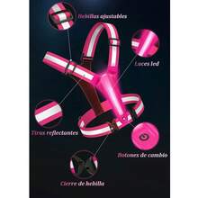 Chaleco Reflectante LED para Correr, Equipo para Correr Recargable por USB, Luces de Correr Ajustables Recargables por USB de Alta Visibilidad para Corredores, Caminantes - Rosa - Ver 6