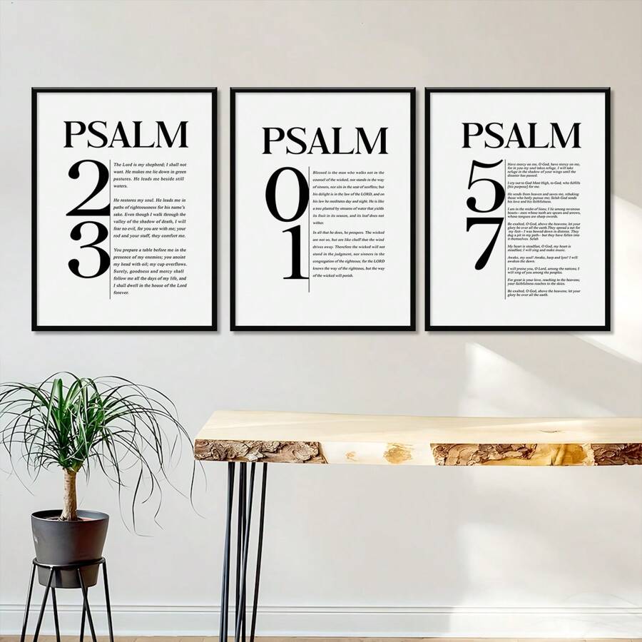 Set Of 3 , Psalm 23 Poster, Psalm 23 Wall Art, Lord Is My Shepherd, Christliche Poster, Psalm 23 Verse, Boho Print, Verse Artwork , Canvas Posters, Canvas Wall Decor For Home, Living Room, Bed Room Gifts Birthday Graduation - Multicolor - View 1