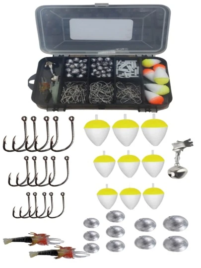 Estojo completo para Pesca esportiva com acessórios chumbada boinha anzol e isca