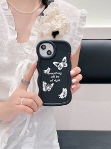 Luxury Butterfly Fashion Phone Cases Butterfly Print Matte Wave Edge 3pcs Creative Soft Case Compatible With IPhone & Galaxy Phones Spring Gift Birthday - Multicolor - View 8