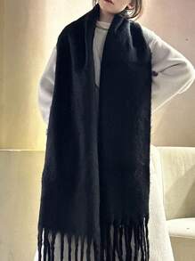 1 件仿羊绒针织柔软保暖厚围巾，纯色毛绒围巾，男女通用时尚情侣礼物，适合户外、圣诞节、情人节、圣帕特里克节 - 彩色 - 查看 12