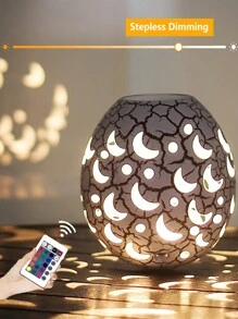 卧室投影仪小夜灯可爱蛋形灯 RGB 16/3 色可调光可充电可爱蛋形台灯遥控和触摸控制适用于房间家居装饰礼物 - 彩色 - 查看 3