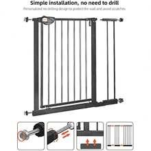 UBRAVOO Baby Gate For Doors And Stairs, Height 100 Cm, Pet Gate, Automatic Closure, Triple Locking - Black 105-114CM - View 2
