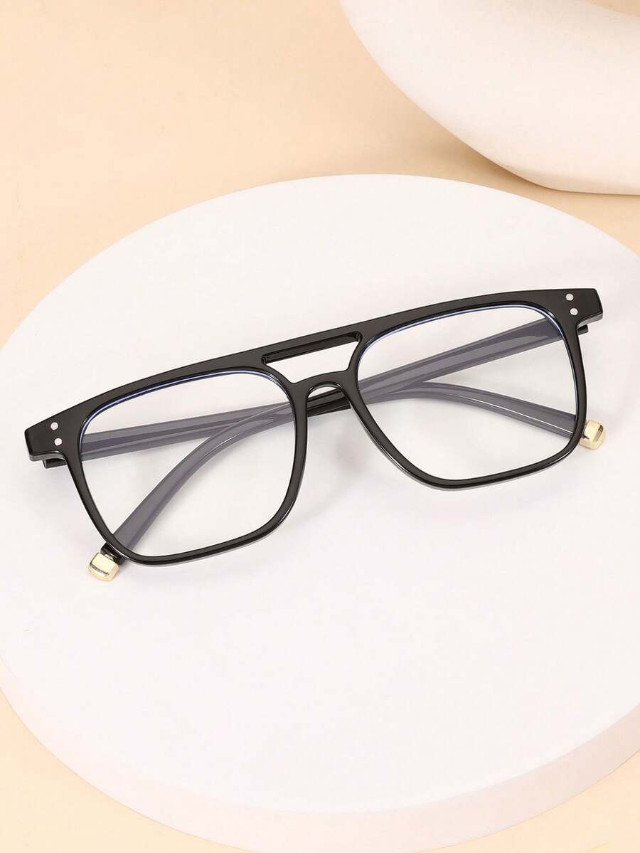 1 Cặp Kính Nam Thời Trang Cổ Điển Trơn Cho Máy Tính, Văn Phòng, Trang Trí Và Chơi Game - Trong sáng - Xem 1