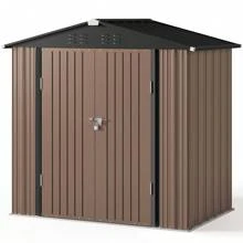 Bealife 6 X 4 Ft Outdoor Metal Tool Storage Shed With Sloped Roof And Vent, Lockable Outdoor Tool Shed - Brown - View 2