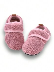 Children Indoor Floor Shoes Girls Solid Pink Fuzzy Indoor Slippers Soft Bottom Lightweight And Comfortable House Slippers, Autumn & Winter - Pink - View 7