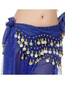 1 chiếc Belly Dance 128 chiếc dây thắt lưng xu, dây thắt lưng xu vàng 3 lớp để khiêu vũ, khăn thắt lưng tập khiêu vũ - Nhiều màu - Xem 16