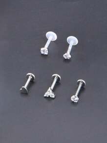 16g 10 Stücke Knorpel Ohrringe ohne Gewinde zum Einsetzen für Helix, Conch, Tragus Piercing, Flachkopf Ohrringe ohne Gewinde, Plastiklabret Schmuck für Lippenpiercing, 6mm 8mm 10mm Medusa Piercing Schmuck