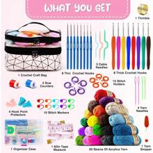1 Set Of Crochet Kit, Suitable For Beginners, Crochet Hooks, Crochet Accessories, And Portable Storage Bag, Suitable For Adults, The Elderly, And Children (Dark Pink), (Some Accessories Come In Random Colors), With The Same Product Functionality.