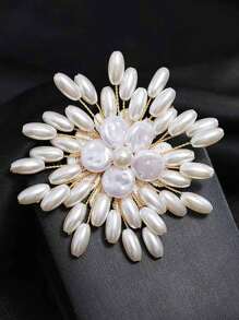 1pc Handmade Twisted Copper Wire Pearl Brooch Pin, Elegant Fashion Decoration For Dress Or Suit - Pearl Brooch - View 4