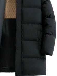 Mid-Length Padded Coat, Winter Warm Hooded Thickened Puffer Jacket, 2024 New Windproof Outwear - Black - View 6