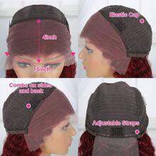 Uveous 40 Inch 200% Density 99J Burgundy Lace Front Wigs Human Hair 30 40 Inch Long Deep Wave Lace Front Wigs Human Hair Pre Plucked With Baby Hair Red Curly Human Hair Wig 13x4 HD Colored HD Transparent Lace Frontal Wet And Wavy Loose Deep Wave - S99J - View 9