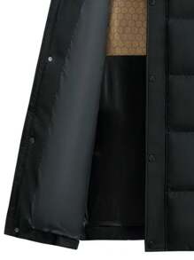 Mid-Length Padded Coat, Winter Warm Hooded Thickened Puffer Jacket, 2024 New Windproof Outwear - Black - View 5