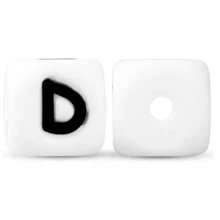 10 pezzi/26 pezzi Perline in silicone da 12 mm con base bianca e lettere nere per realizzare bracciali, portachiavi fai-da-te e per la creazione di gioielli