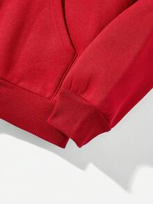 Custom Red Casual Sweatshirt Jacket - Red - View 6