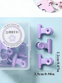 8pcs/Box Stationery Binder Clips, Delicate Ticket Clips, Macaron Color Round Clip, Cute Metal Paper Clips, Colorbox Package Binder Clips, Office Supplies, Organization Tools, Classification Tools - Pink - View 2