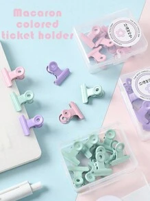 8pcs/Box Stationery Binder Clips, Delicate Ticket Clips, Macaron Color Round Clip, Cute Metal Paper Clips, Colorbox Package Binder Clips, Office Supplies, Organization Tools, Classification Tools - Pink - View 1