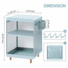 Bàn cuối 3 tầng TOOLF, Bàn phụ bằng kim loại có giỏ treo và 4 móc, Tủ đầu giường dễ thương, Bàn đầu giường hiện đại, Bàn cà phê nhỏ, Bàn sofa hẹp cho phòng khách, phòng ngủ, ký túc xá, văn phòng, Trang trí ngoài trời màu hồng xanh lá cây - màu xanh lá - Xem 2
