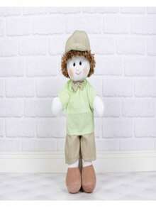 Luiz De Pano Doll With Shorts And Plaid Shirt 15 Cm Sitting/25 Cm Standing - For Decoration - 綠色國際象棋 - 查看 2