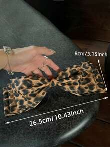 1 Piece Women's Leopard Print Bow Hair Clip, Retro Elegant Style, Summer Vacation Accessories, Women's Hair Accessories, Large Hair Clip, Women's Hair Clip, Beach Accessories. Suitable For Daily Leisure And Outdoor Wear, Summer Accessories, Women's Accessories, And Back To School Headwear., School Stuff, Claw Clips, Hairpin - Multicolor - View 7