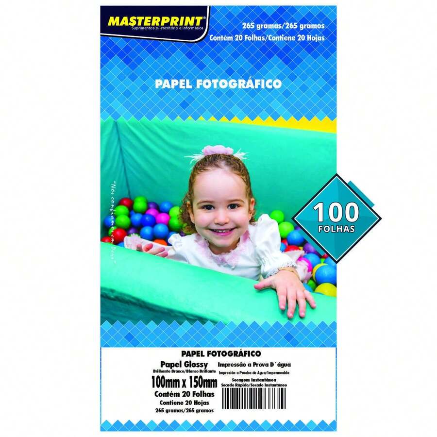 A6 10x15 265g Glossy White Bright Photo Paper With 100 Masterprint Sheets - trắng - Xem 1