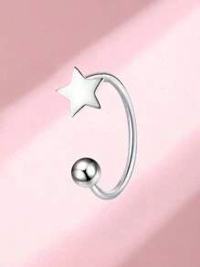1 件时尚不锈钢 C 形穿孔唇鼻环，花卉、星星、猫形唇环首饰，适合日常佩戴 - 銀色 - 查看 19