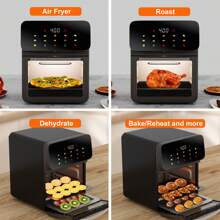 12QT Air Fryer, Roast, Broil, Bake, Reheat, Keep Warm, Pizza 10-In-1 Convection Oven With Visual Window, Multifunction Air Fryer + Convection Toaster Oven With Touch Screen, Gray - 查看 6