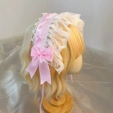 1pc Handmade Sweet Bow Decor Maid Headband, Suitable For Role-Play As Maid Or , Red Halloween Valentine's Day - Multicolor - View 19