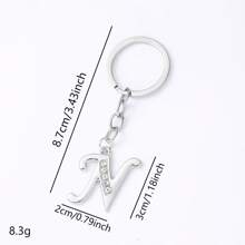 1 pièce Porte-clés pendentif en métal avec 26 lettres strass, style coréen minimaliste. Porte-clés de voiture, accessoire de sac à la mode, petit cadeau, cadeau pour elle, cadeau pour femme