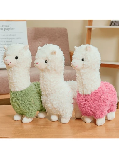 可爱的羊驼毛绒玩偶，多色可爱造型毛绒动物，草饲羊驼毛绒玩偶，可爱的毛绒玩偶枕头