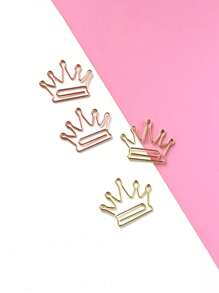 20 个皇冠形状回形针，带透明盒子，玫瑰金和黄金混色，有趣可爱的回形针书签计划夹，趣味办公用品学校礼物婚礼装饰返校 - 彩色 - 查看 4