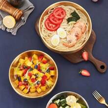 1个不锈钢碗，双层儿童汤碗，韩式泡菜碗，金色冷面碗，可定制