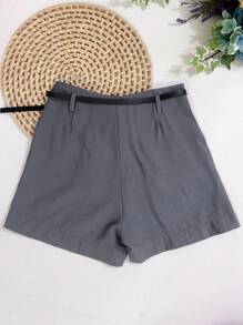 Marrant Shorts With Belt And Pocket High Waist - 深灰色 - 查看 5