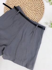 Marrant Shorts With Belt And Pocket High Waist - 深灰色 - 查看 6