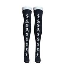 Adult 7/8 Long Stockings Halloween Costume Party Cosplay: Pirate Skull Model Color: Black; Size: One Size - Đen và trắng - Xem 6