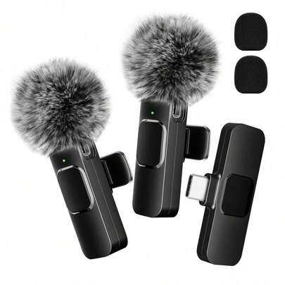 Wireless Lavalier Microphone For Smartphone, Plug-Play Wireless Microphone For Video/Audio Recording, Clip On Lapel Mic For Interview/Vlog/Teaching
