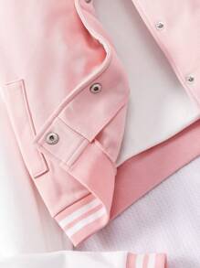 Tween Girl Baseballjack & Geplooide Rok 2-delige Outfit, Schoolstijl