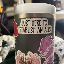1PC, Funny 3 Inch Removable Outdoor Waterproof Vinyl Durable Creative Stickers Just Here To Establish An Alibi Sticker Funny Excuse Decal Sarcastic Social Comment Sticker - Multicolor - View 3